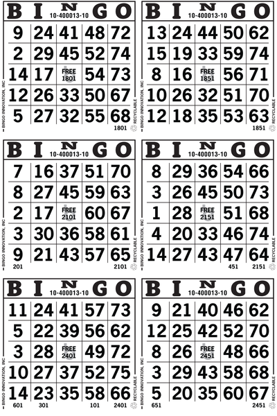 6on Bingo Paper By The Case 1,500 Sheets