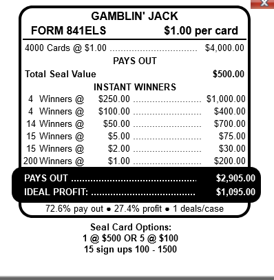 Gamblin' Jack (4,000 Count Cashboard)