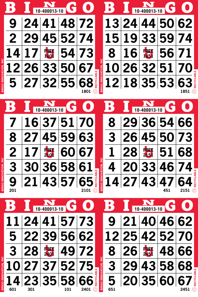 6on Bingo Paper By The Case 1,500 Sheets