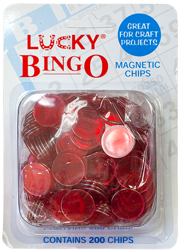 Packages of 200 Magnetic Bingo Chips, Metal Ring Inside of Chips