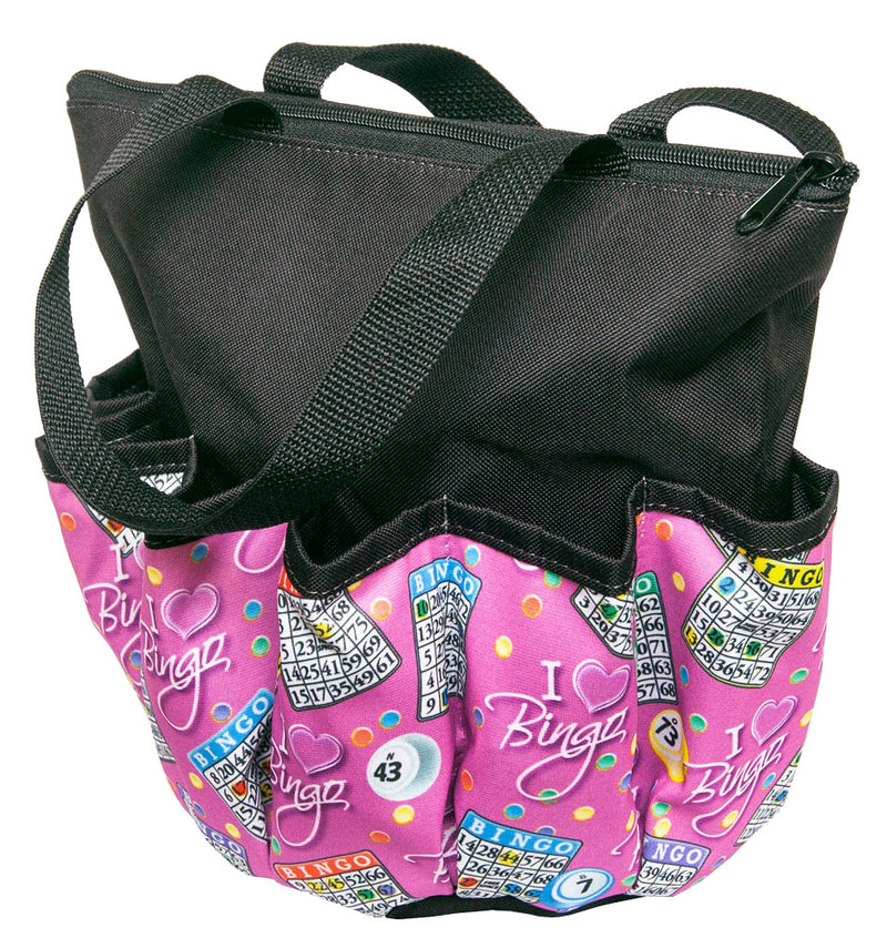 I Love Bingo Pink 10 Pocket Zipper Bag